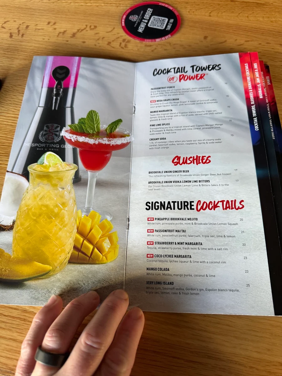 Menu, The Sporting Globe x 4 Pines Surfers Paradise