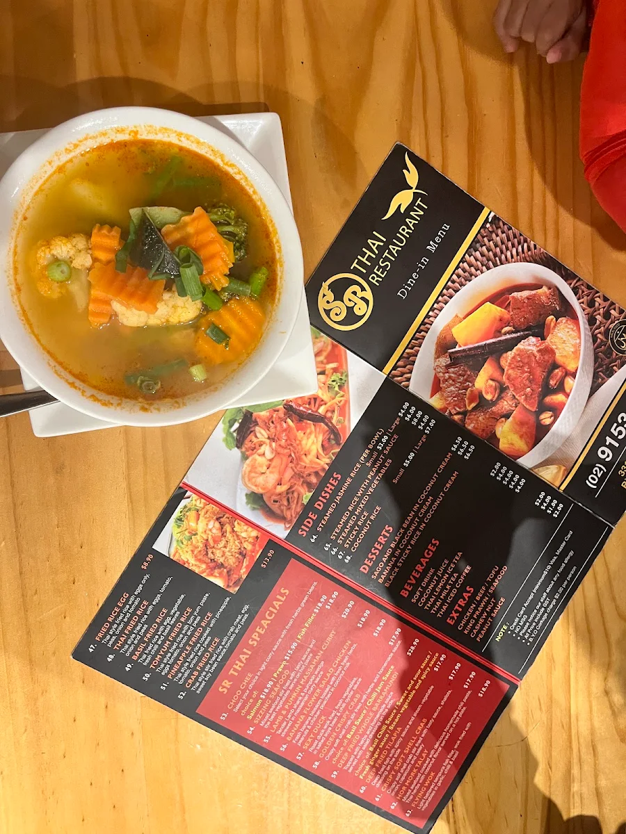 Menu, SR Thai Restaurant