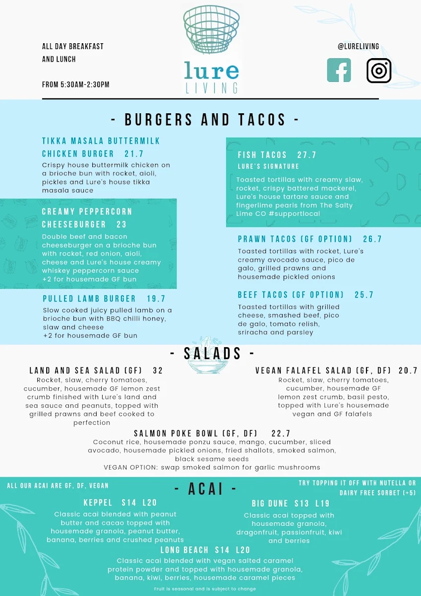 Menu, Lure Living
