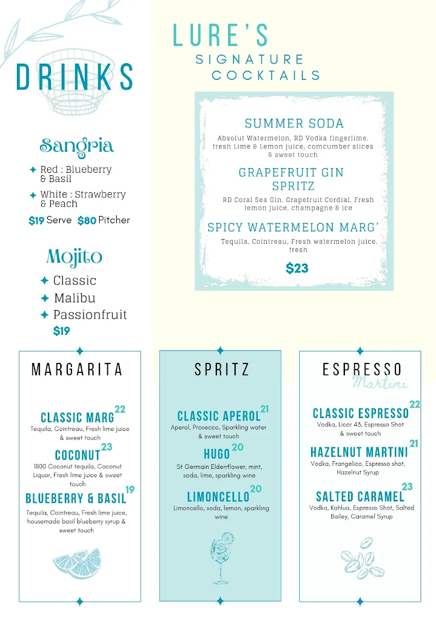 Menu, Lure Living