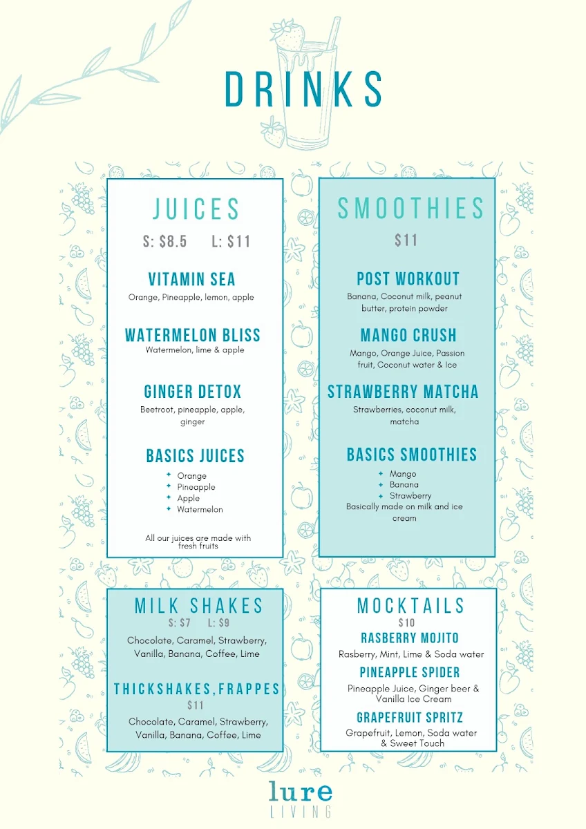Menu, Lure Living
