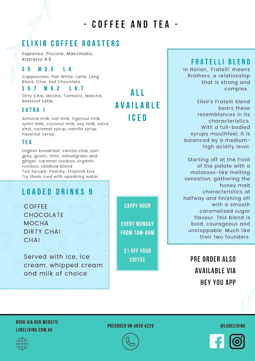 Menu, Lure Living