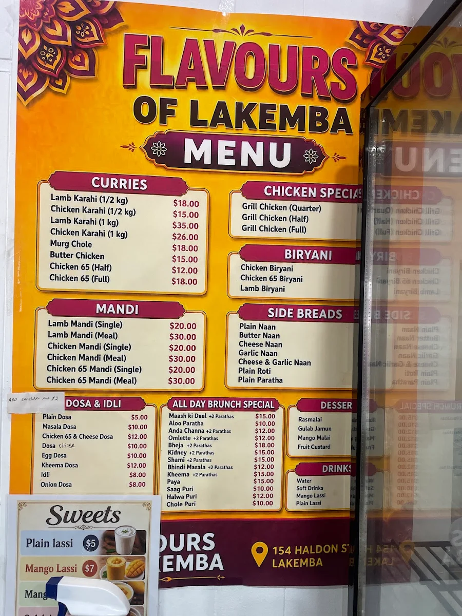 Menu, Flavours of lakemba (Indo-Pak Cuisine)