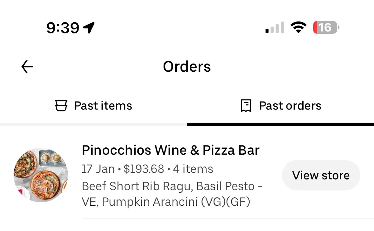 Menu, Pinocchios Wine & Pizza Bar