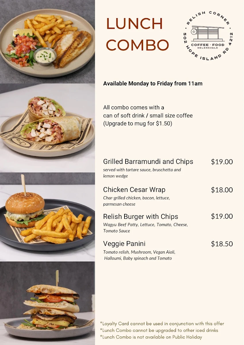 Menu, Relish Corner
