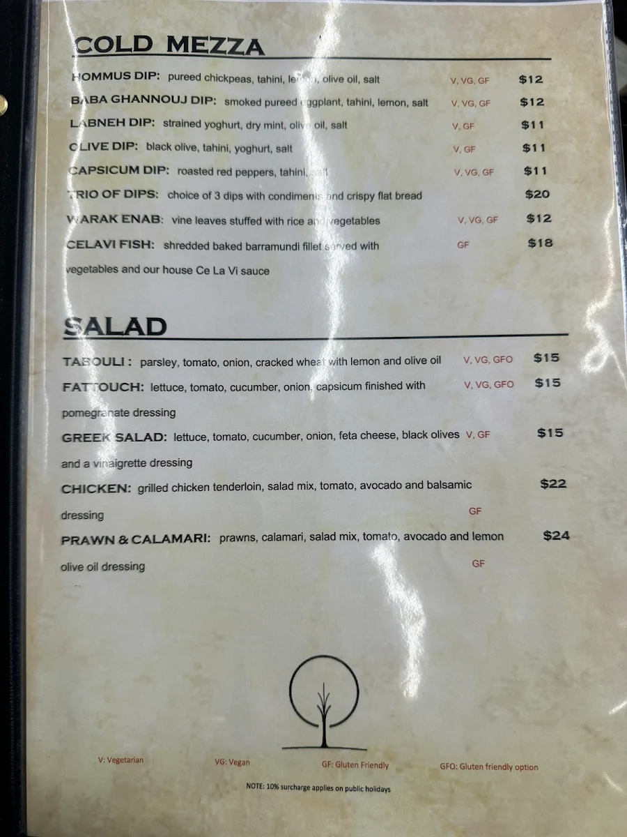 Menu, C'est LaVi Melbourne