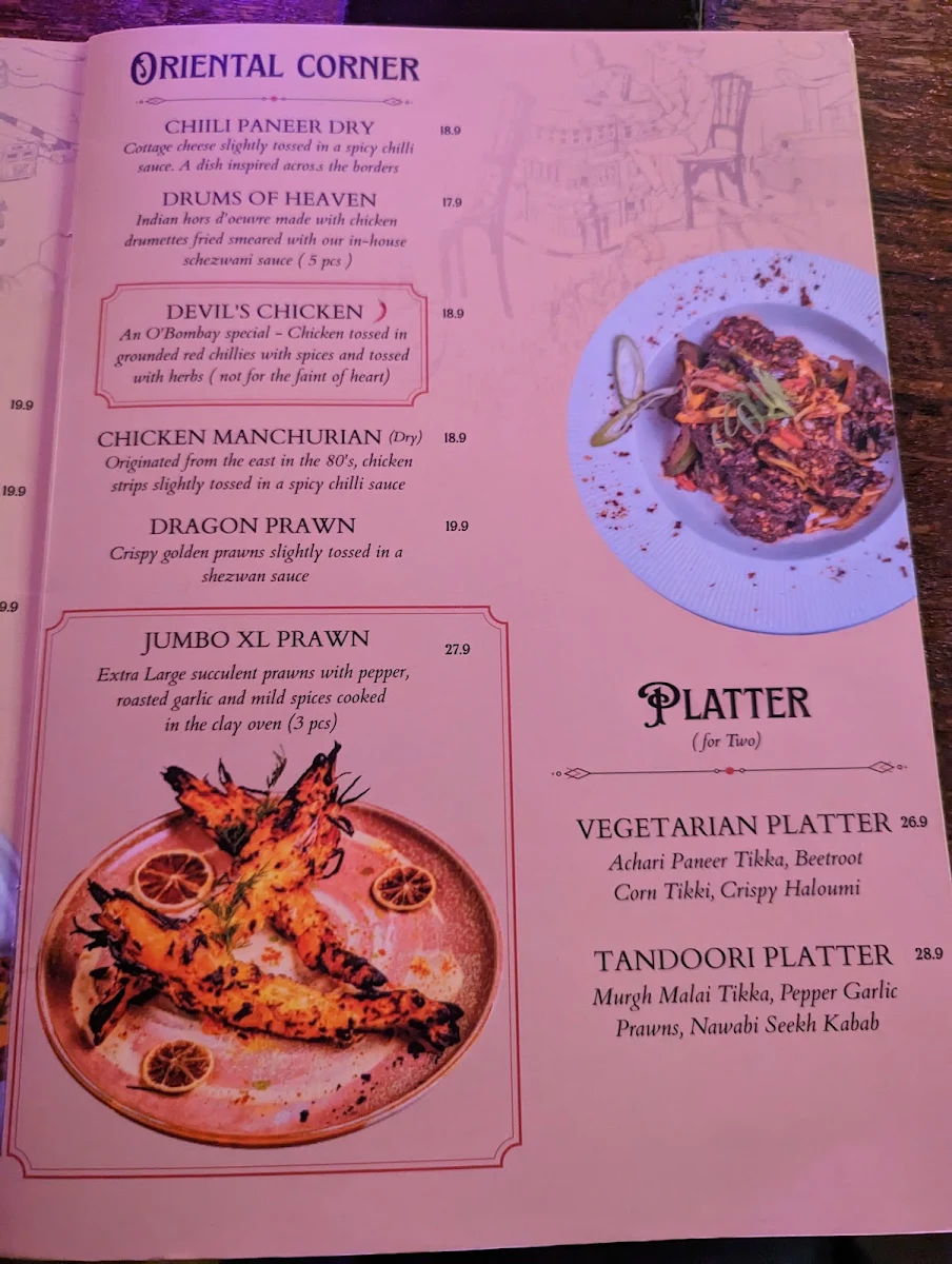 Menu, O'Bombay