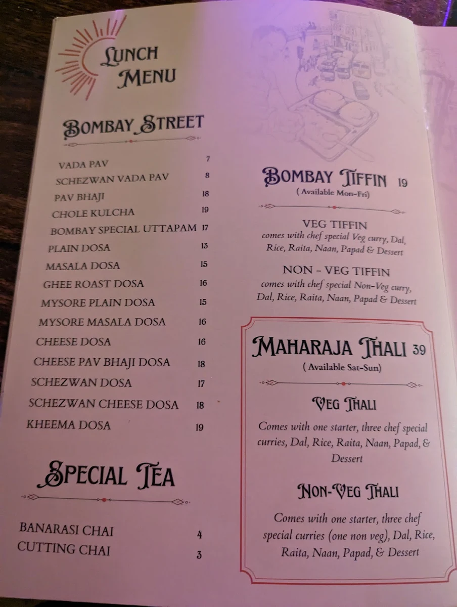 Menu, O'Bombay