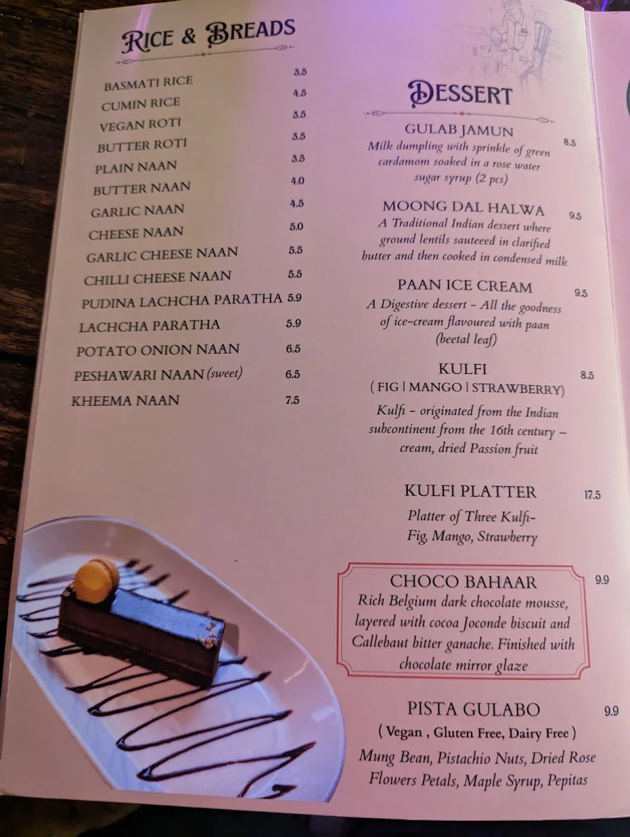 Menu, O'Bombay