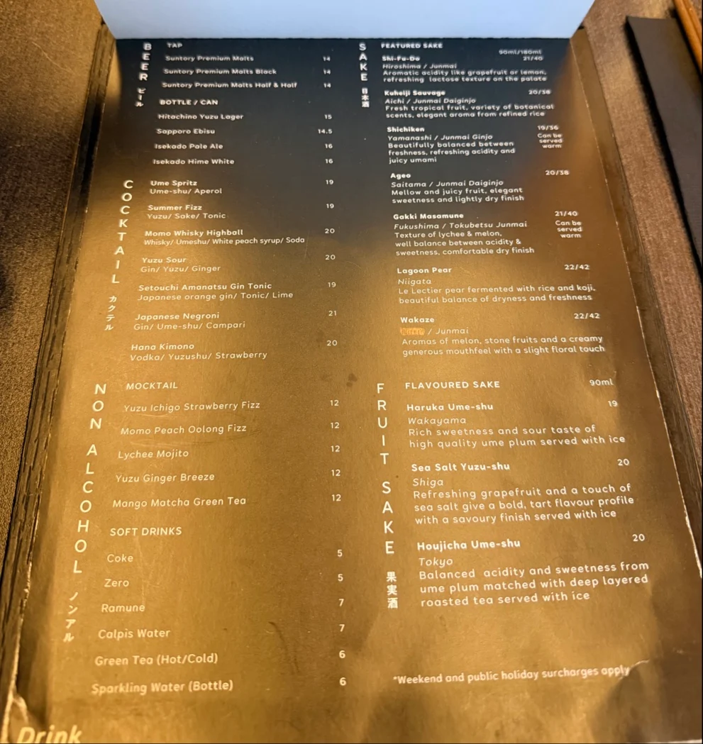 Menu, Sara Craft Ramen & Bar