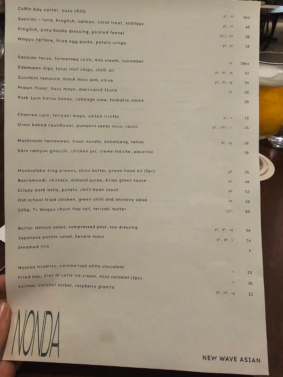 Menu, Nonda