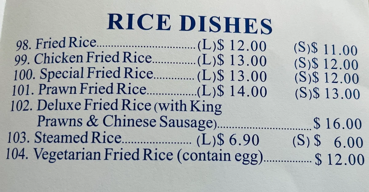 Menu, Pizza Wok