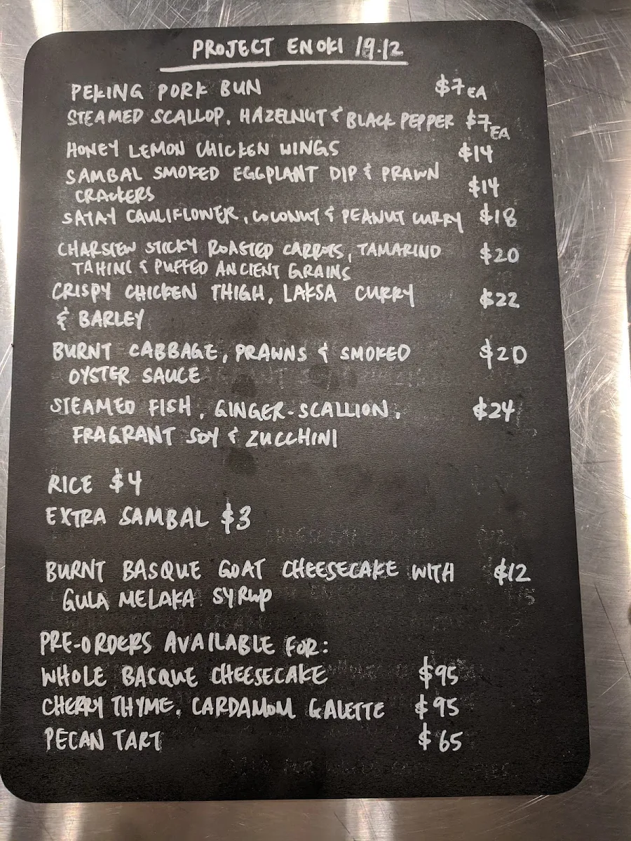 Menu, Verity Lane Market