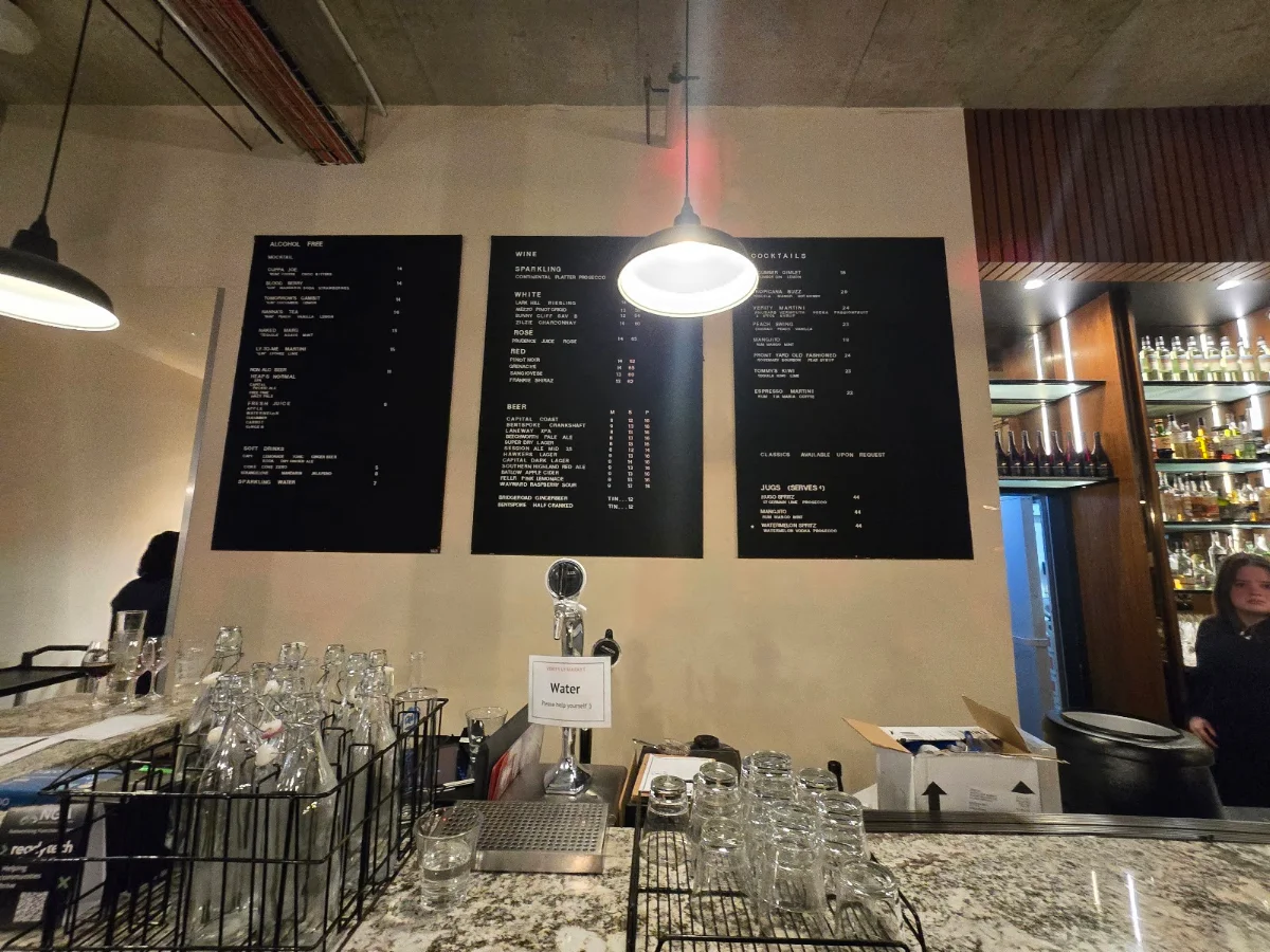 Menu, Verity Lane Market