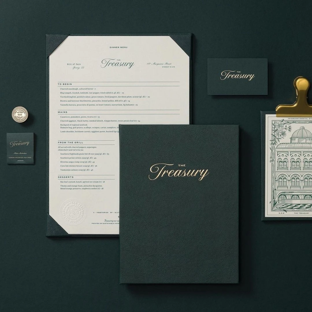Menu, The Treasury at InterContinental Sydney