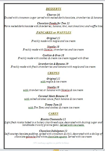 Menu, La Petite Birkenhead