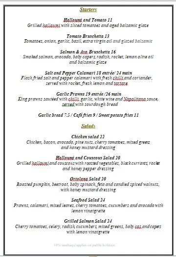 Menu, La Petite Birkenhead