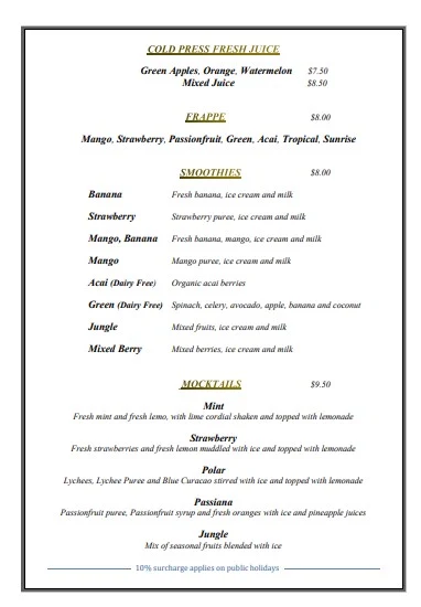 Menu, La Petite Birkenhead
