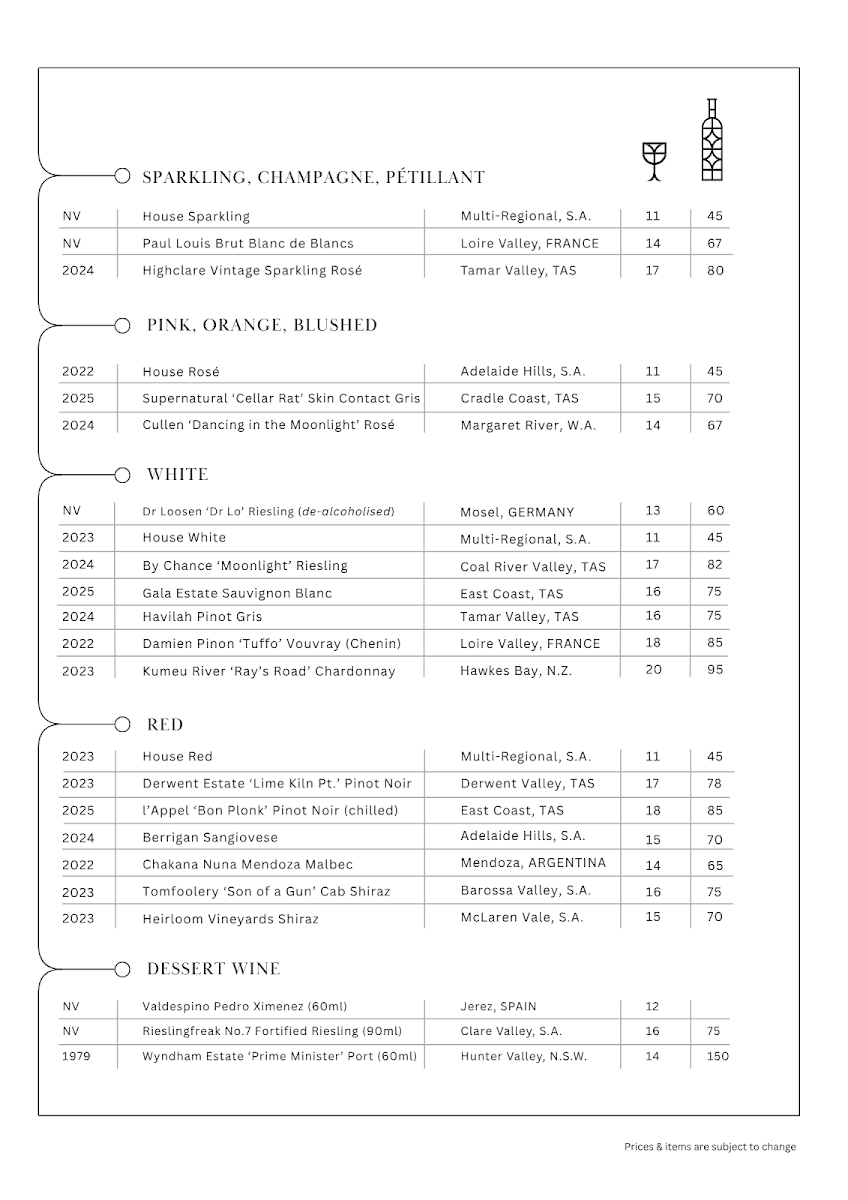 Menu, Crescent Hotel