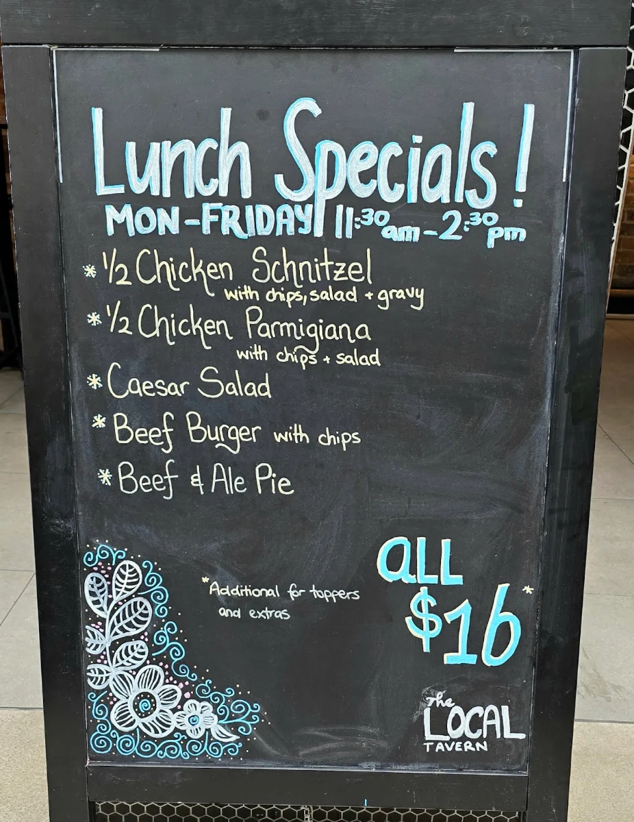 Menu, The Local Tavern