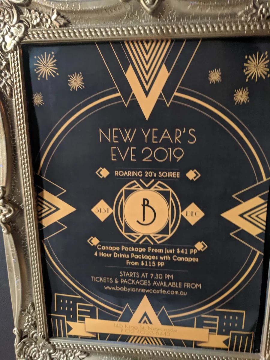 Menu, Bartholomew's