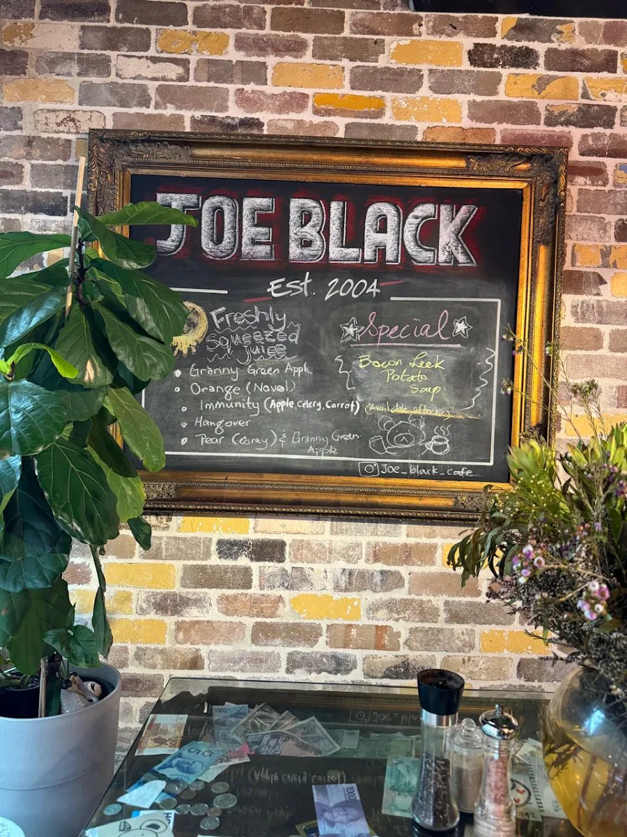 Menu, Joe Black Cafe