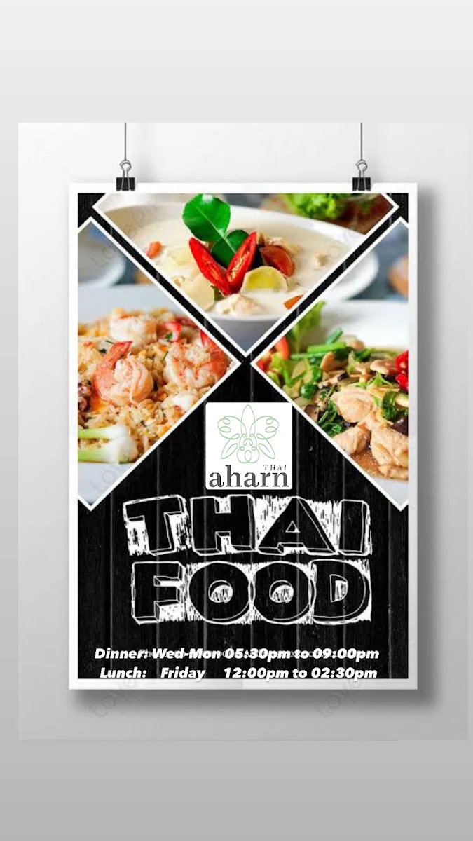 Menu, Aharn Thai Restaurant- Malvern