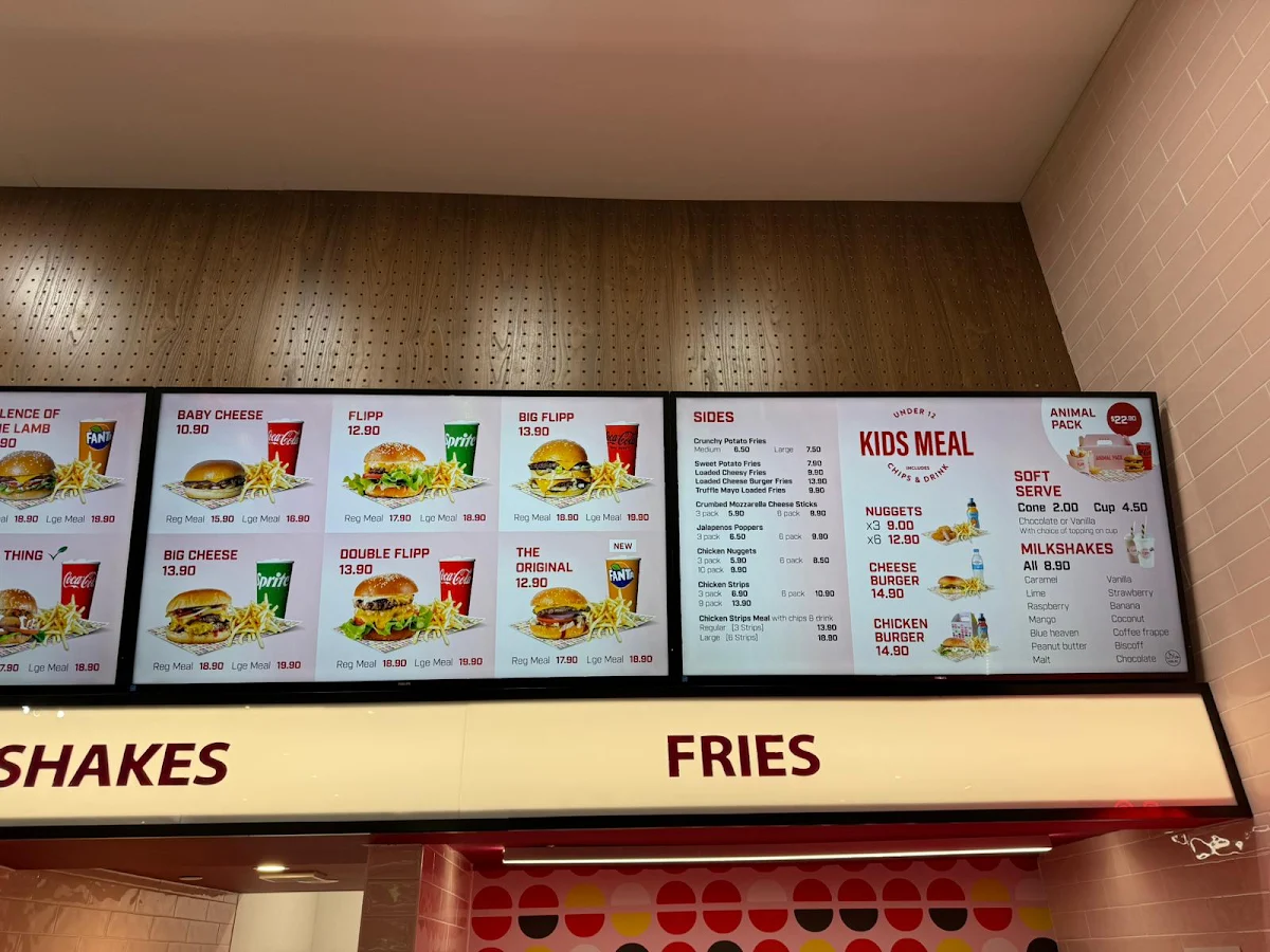 Menu, Flipp Burgers / Merrylands