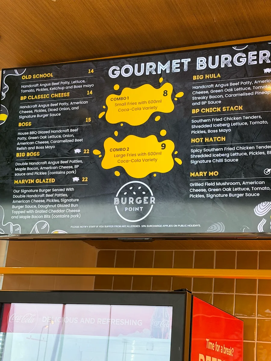 Menu, Burger Point Mambourin