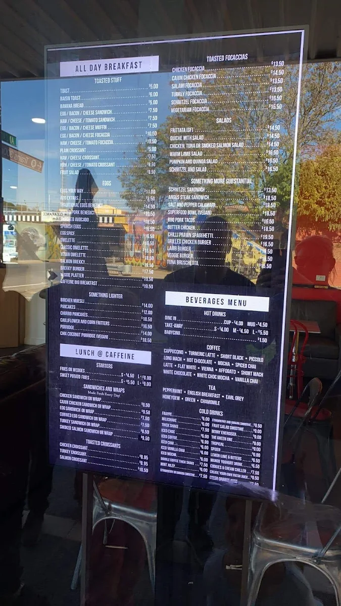 Menu, Caffeine Bistro
