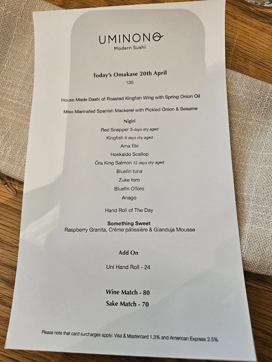 Menu, UMINONO