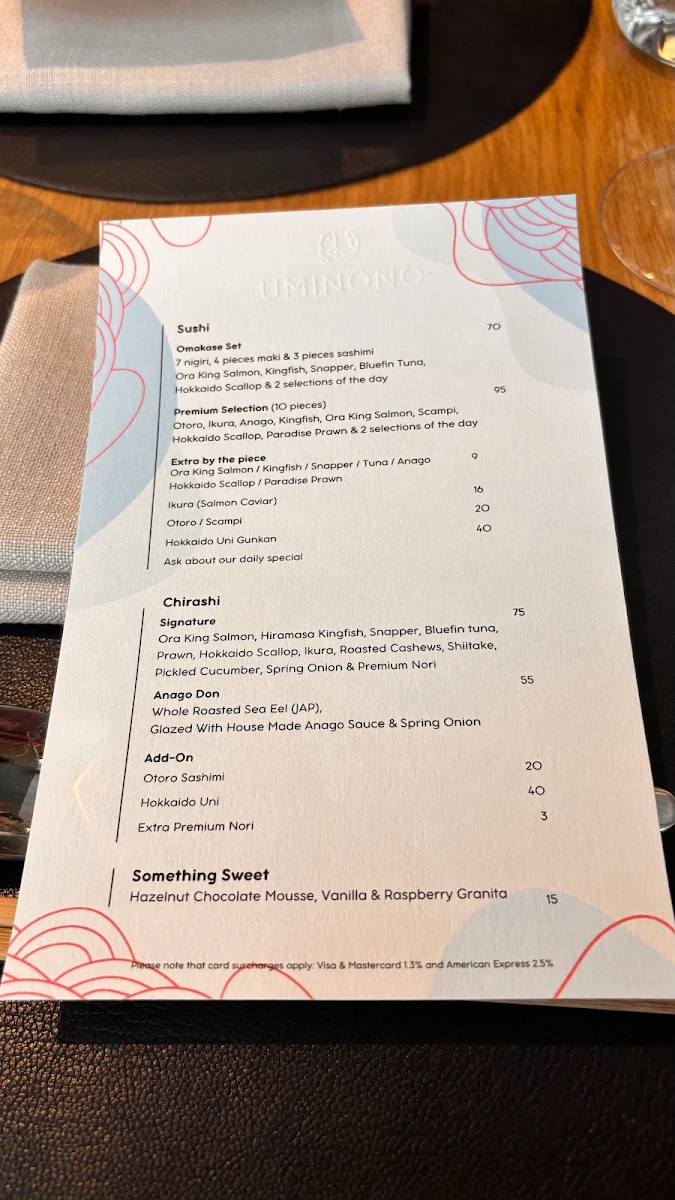 Menu, UMINONO