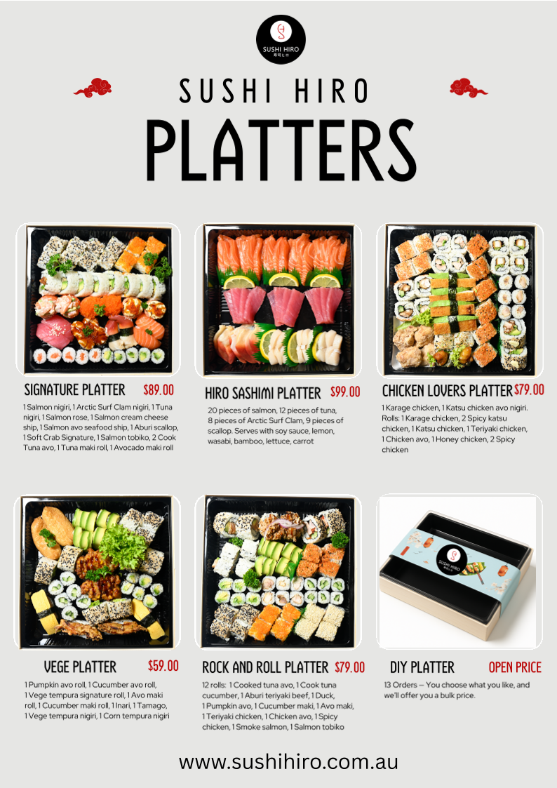 Menu, Sushi Hiro