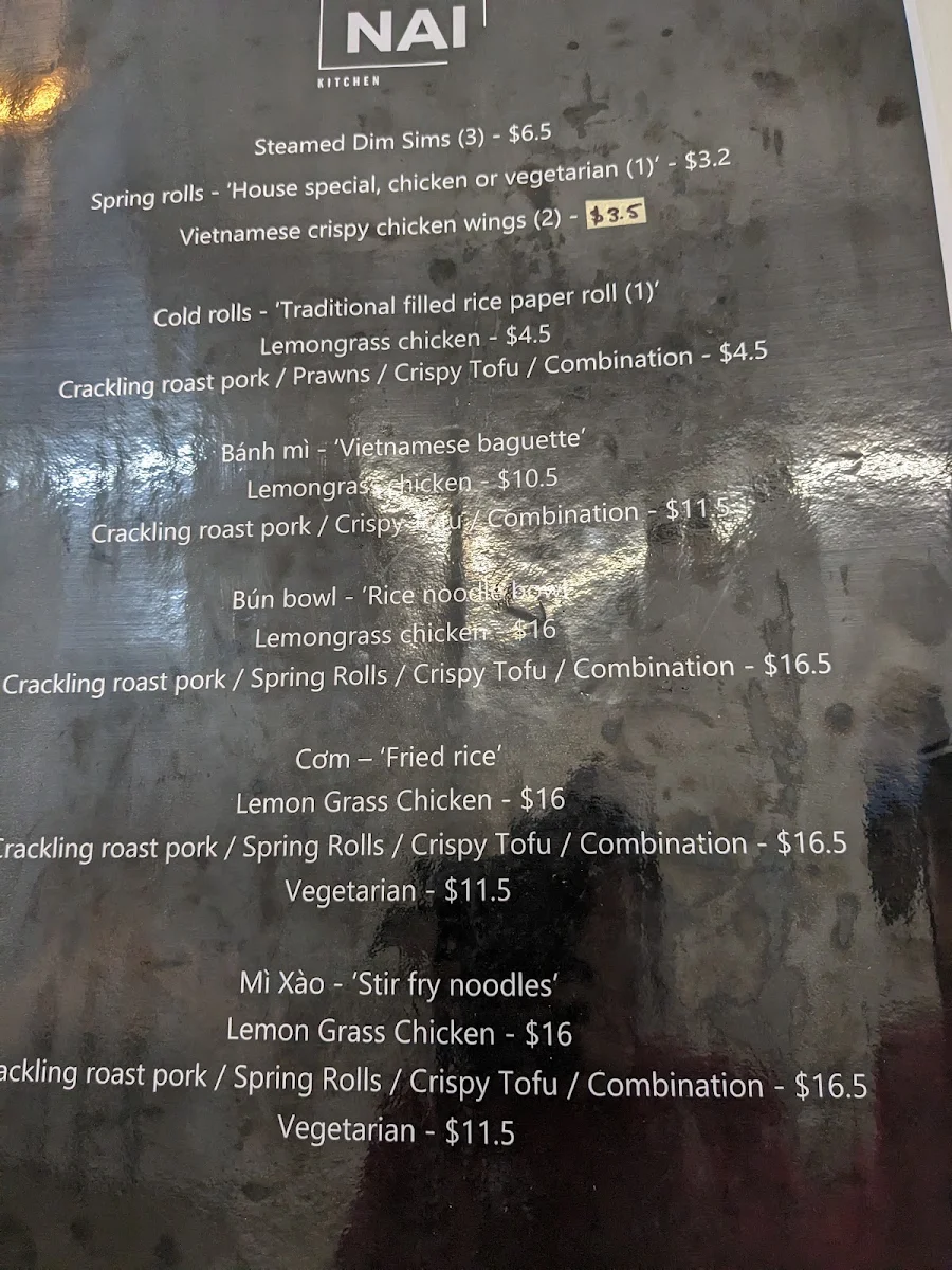 Menu, Hô NAI Vietnamese Kitchen