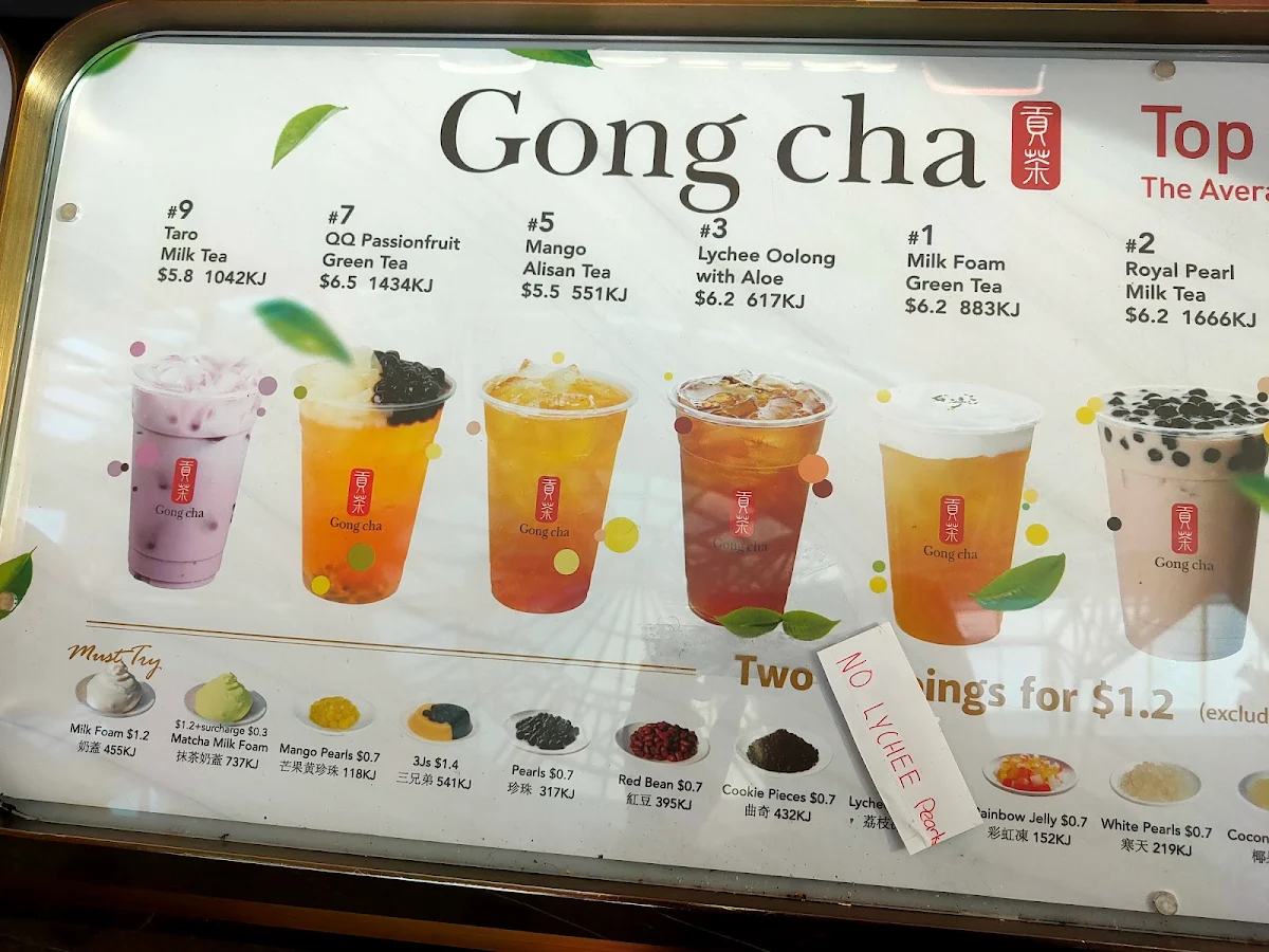Menu, Gong Cha