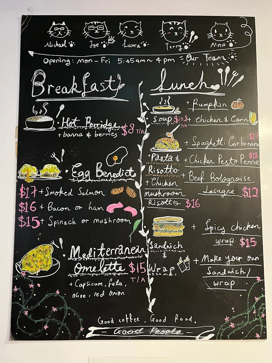 Menu, Town Hall Espresso