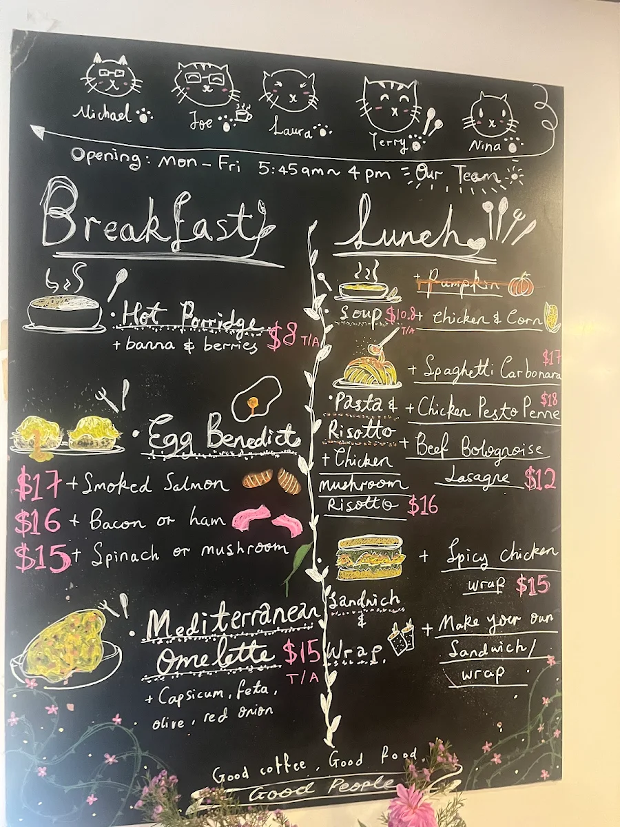 Menu, Town Hall Espresso