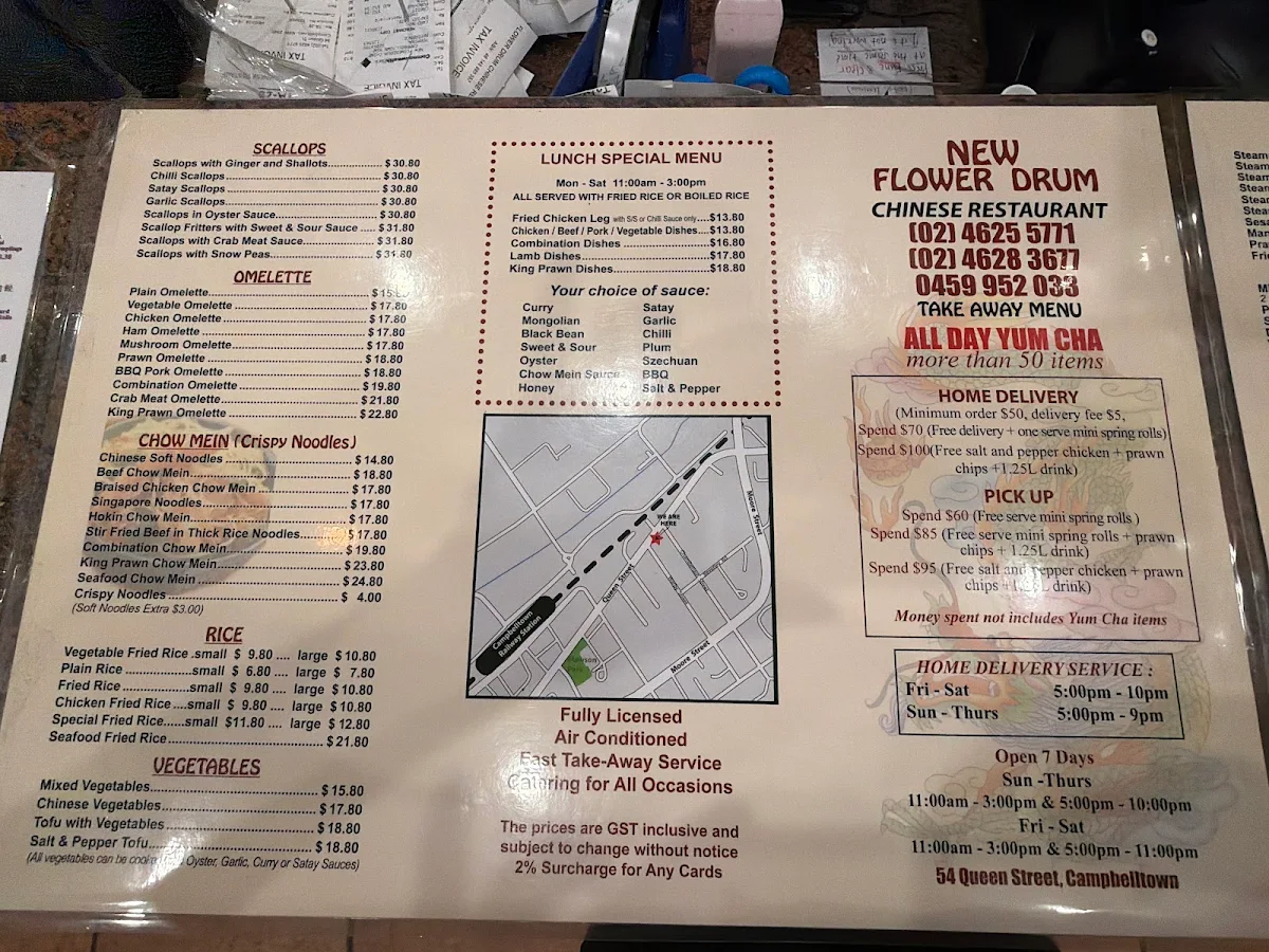 Menu, Flowerdrum Palace