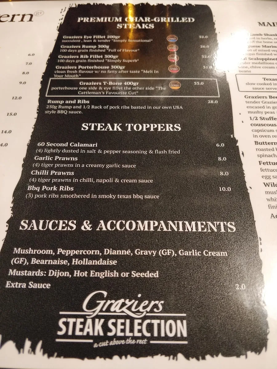 Menu, The Gap Tavern