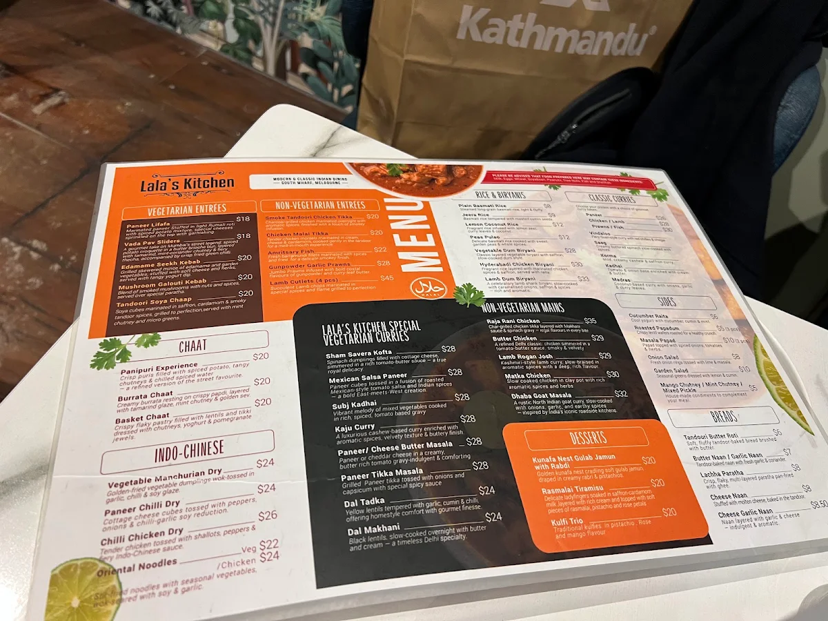 Menu, Lala’s Kitchen | South Wharf Riverside