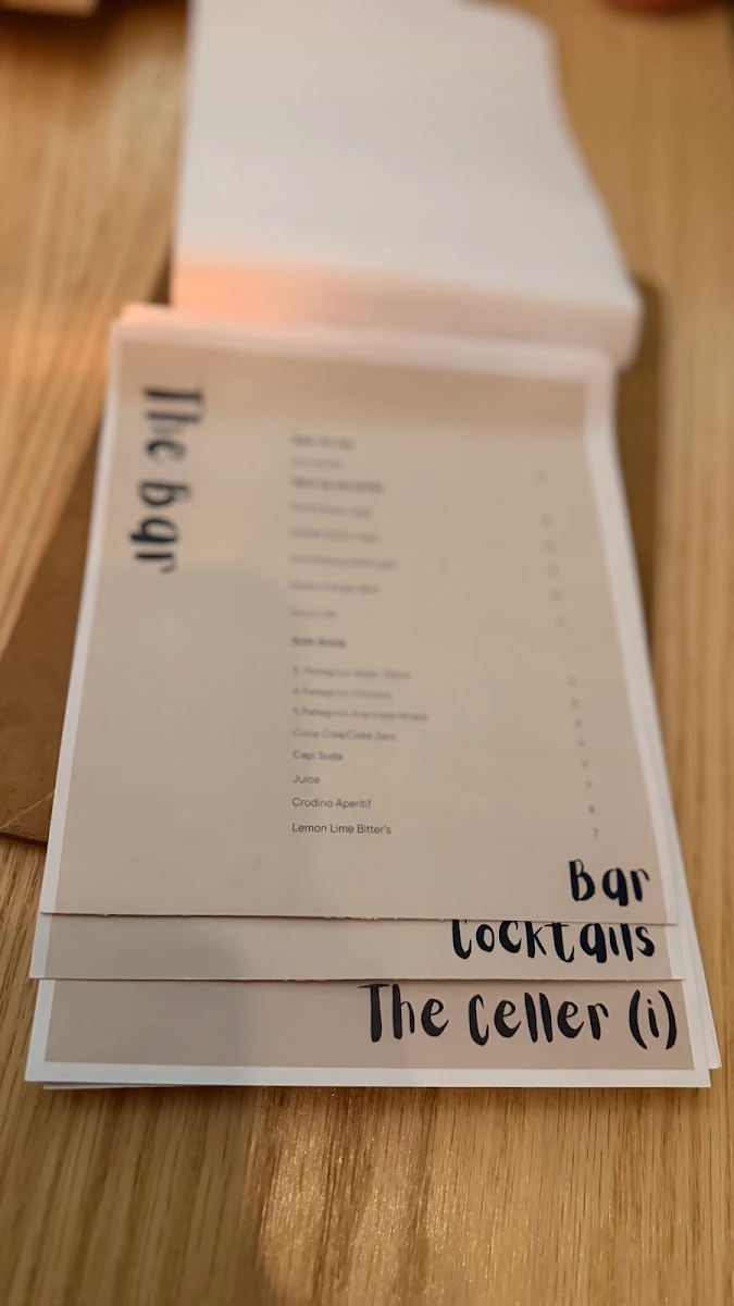 Menu, Convivio Wine Bar