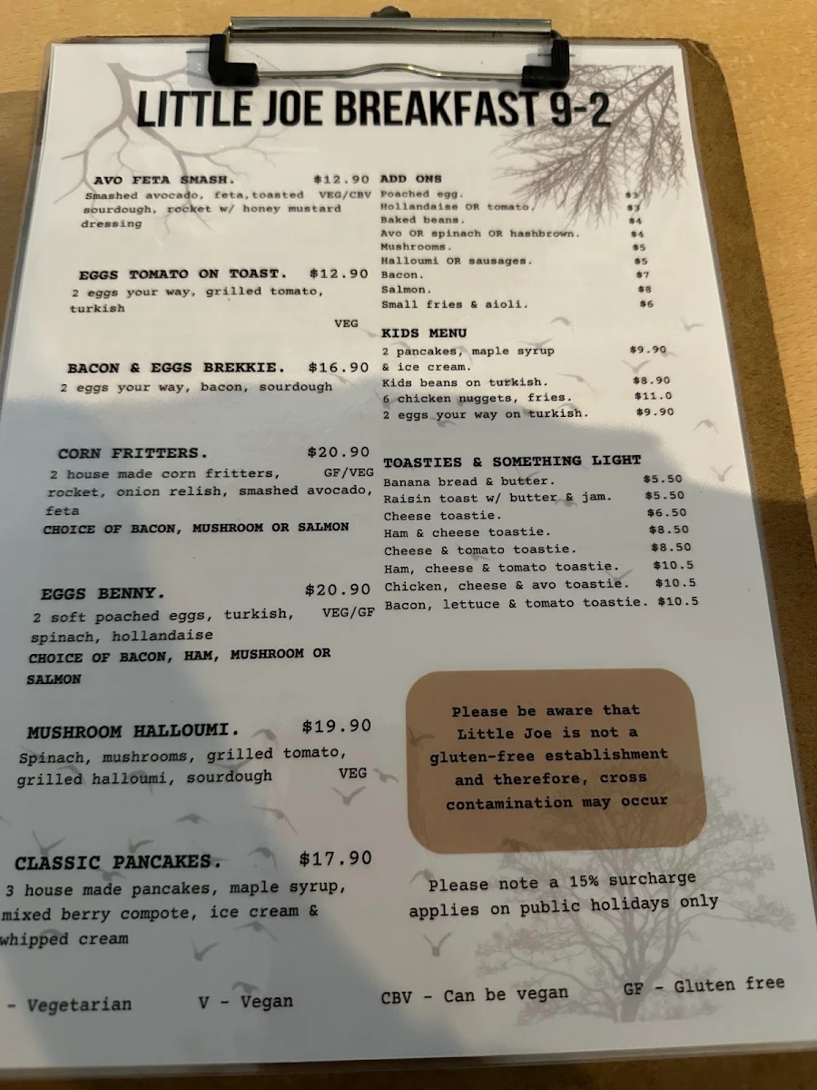 Menu, Little Joe