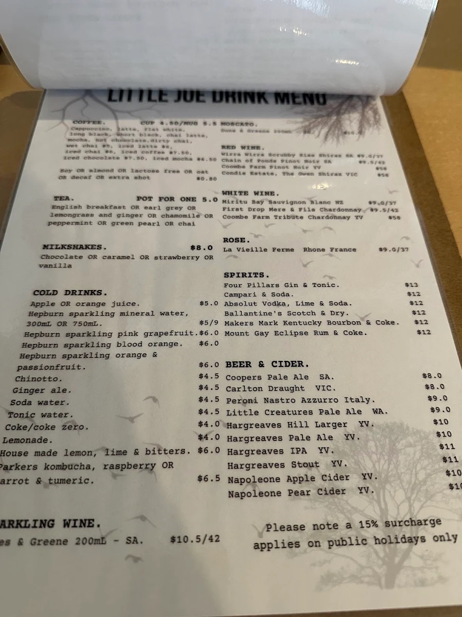 Menu, Little Joe
