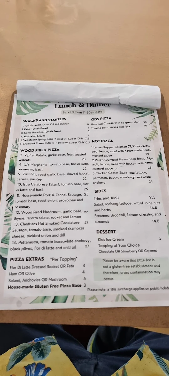 Menu, Little Joe