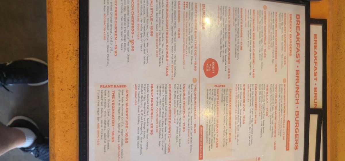 Menu, Two Yolks Burleigh