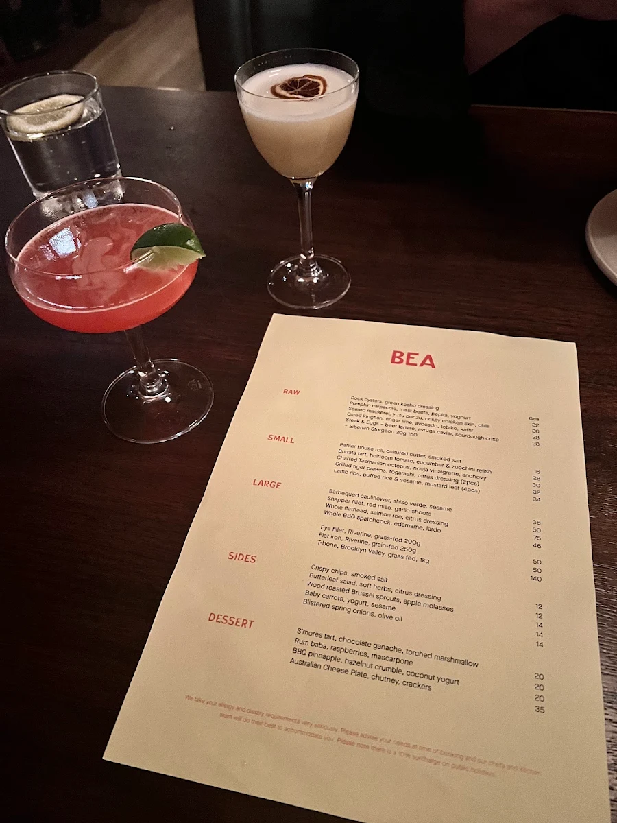 Menu, Barangaroo House