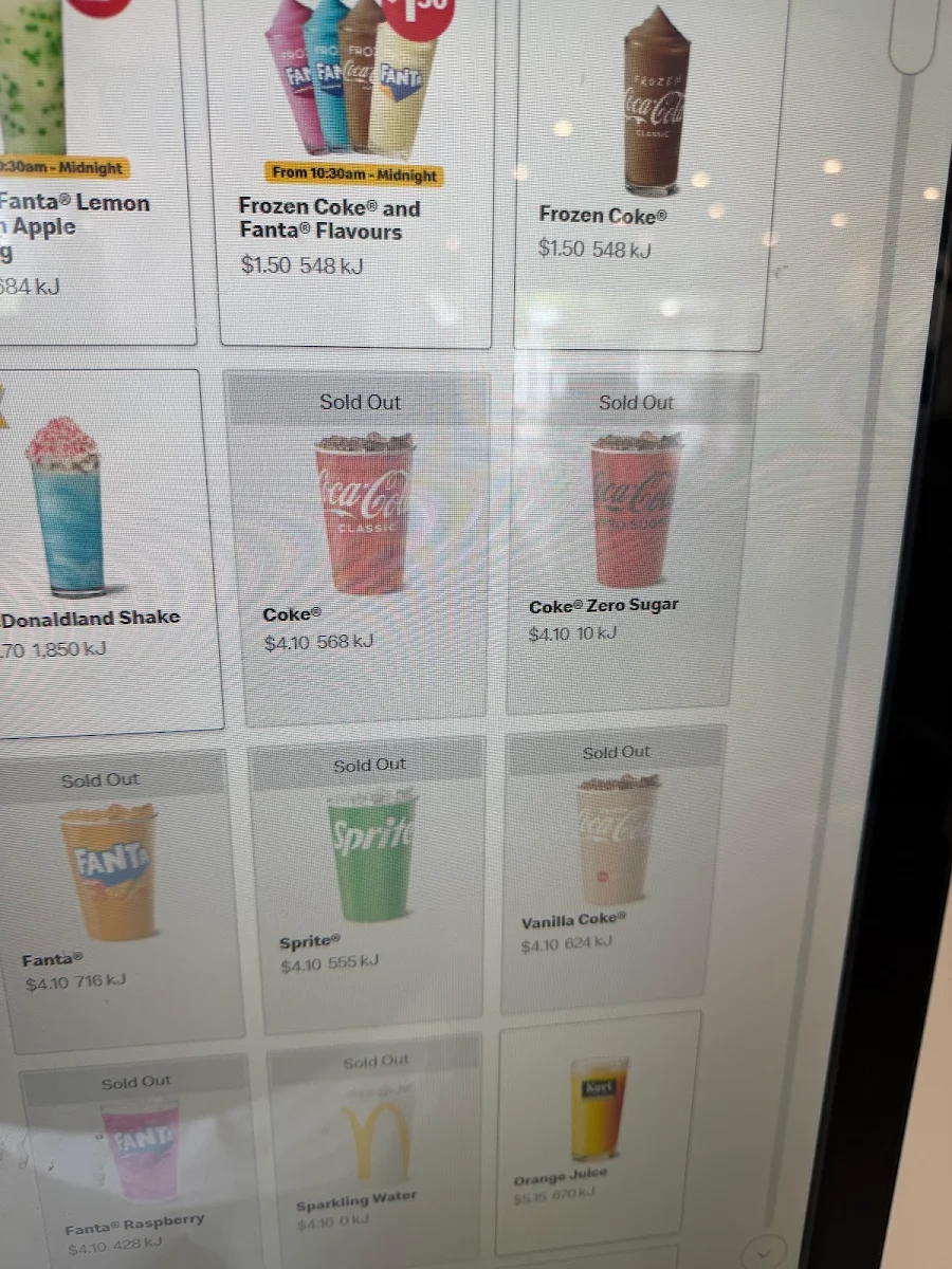 Menu, McDonald's Rockdale