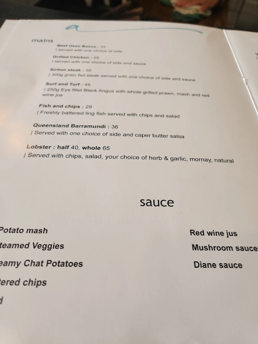 Menu, Acqualina
