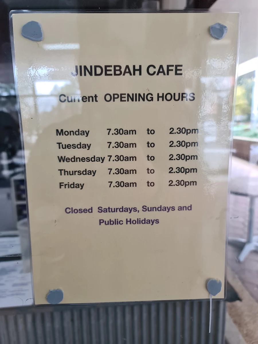 Menu, Jindebah Café