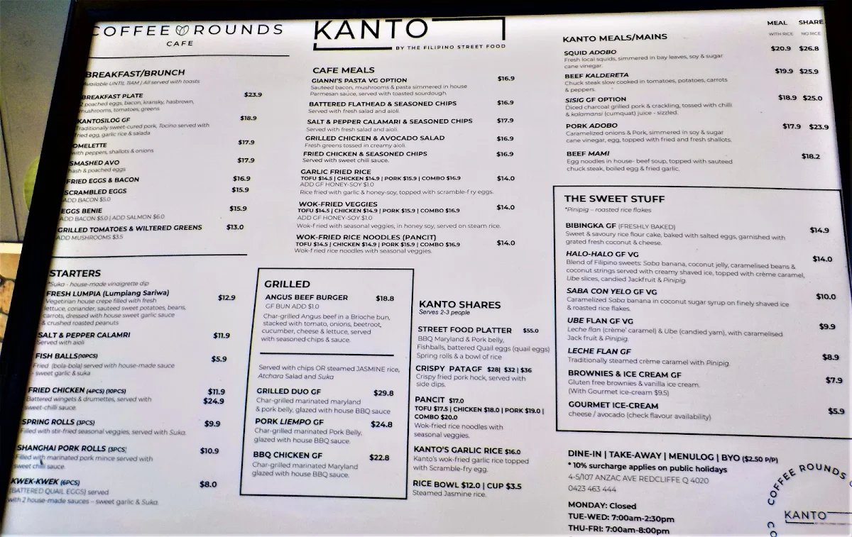 Menu, Coffee Rounds Cafe